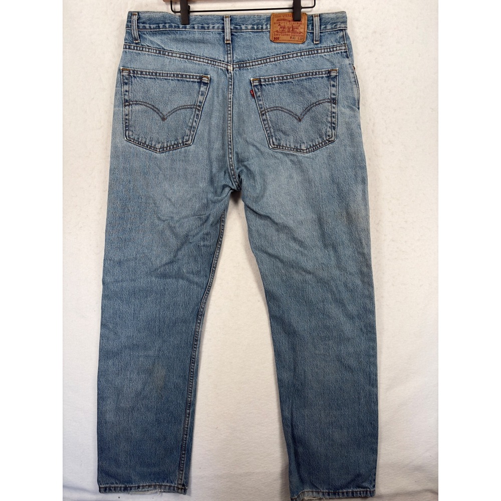 Vintage Levis 505 Regular Fit Straight Leg Jeans Light Wash Denim 40x32 Canada - Picture 5 of 11